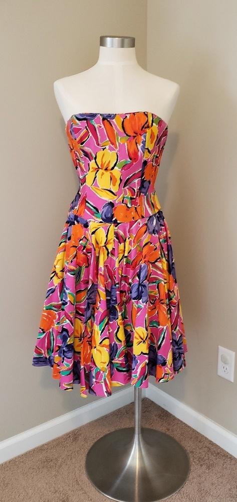 Super colorful strapless dress